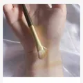 Professional angled makeup brush for precision concealer and eyeliner blending on skin - Semi-Fan Nose Shadow Brush / Dark Green