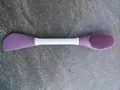 Double-headed purple silicone facial mask brush and cleansing tool for skincare routines - Purple Spatula Head