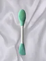 Dual-ended silicone face mask brush with applicator and cleanser bristles - Blue Blade Head
