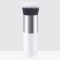 Portable white chubby makeup brush for foundation, blush and powder application. - White Silver