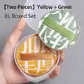 Set of two XL marshmallow makeup puffs in yellow and green with clear storage case. - Yellow And Green (Size L) / Storage Box Set