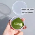 Green marshmallow-style large makeup puff with clear storage box, dual-use design - Green (Size L) / Storage Box Set
