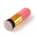 Chubby portable makeup brush with pink handle and gold ferrule for powder application - Chubby Style / Pink Gold