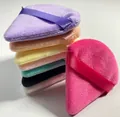 Professional set of colorful triangular plush powder puffs for flawless makeup application - Rose Red / Triangle