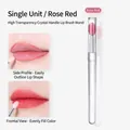 Rose red portable silicone lip brush tool with crystal handle and protective cover - Rose Red Lip Brush with Cap