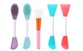 Professional dual-ended silicone facial mask brushes available in multiple vibrant colors - Silicone Face Mask Brush Set (Y018-Double-Ended Face Mask Brush) / 5 Pcs Set / Multicolor