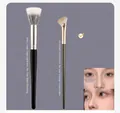 Angled contour and blending makeup brush set for precise nose shading and highlight - Semi-Fan Nose Shadow Brush and Wool Stippling Brush / Bright Black
