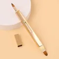 Professionele draagbare uitschuifbare dubbele lippenpenseel met gouden metalen afwerking - Elegant Goud