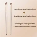 Professional 2Pcs Champagne Gold Angled Nose Shadow Brush Set for Precise Contouring - Large Scythe And Small Scythe Set / Champagne Gold