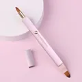 Professionele roze uitschuifbare lipborstel met dubbele kop en beschermende dop. - Fris Roze