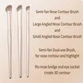 Set di 3 pennelli professionali per il trucco per l'ombra del naso e il contouring - Set Completo da 3 Pezzi / Oro champagne