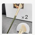 2-piece half-fan nose shadow brush set with green handles and gold ferrules - Semi-Fan Nose Shadow Brush Set / 2 Pcs/Set / Matte Dark Green