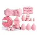 Set completo de herramientas de belleza rosa con esponjas y diadema - Kit de Esponjas de Belleza / Rosa