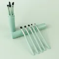 Lot de 5 pinceaux de maquillage vert menthe professionnels avec tube de rangement portable - En baril / Lot de 5 / Vert
