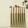 Avocado green 7pcs eye makeup brush set with matte handles and golden ferrules - Avocado Green (Set of Seven in OPP Bag)
