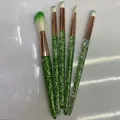 Set di 5 pennelli da trucco professionali con manici in cristallo glitterato verde smeraldo - Set da 5 / Verde
