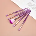 Elegante set di 5 pennelli da trucco con manico in cristallo glitterato viola e setole morbide - Set da 5 / Viola