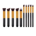 10-piece professional black and gold makeup brush set with soft synthetic bristles - 10-Piece Set / Black & Gold