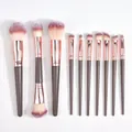Professional 10pcs champagne gold makeup brush set with gradient bristles - 10 Piece Set / Champagne