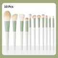 10pcs Morandi green portable mini makeup brush set for travel and daily use - 11Pcs Set / Matcha Green