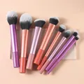 Professionele 8-delige make-up borstelset met kleurrijke metalen handvaten en zachte haren - Regenboog Borstels (Y-041-8 Borstels) / Regenboog