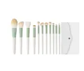 11-piece mini portable Morandi green makeup brush set for travel with white storage pouch - Matcha Green (With White Bag) / 11Pcs Set
