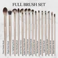 Coffret de 15 pinceaux de maquillage professionnels avec manches dorés et poils synthétiques. - Collection de 15 Sans Trousse / 15 Pièces