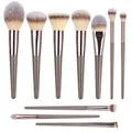Professional 10-piece champagne gold makeup brush set with soft synthetic bristles - 10 Large Pieces/Pack / Champagne Gold