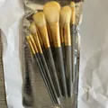 Ensemble de 10 pinceaux de maquillage professionnels avec manches gris et poils souples - 10 Brushes With Cardboard Packing / Bleu Brume