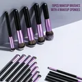 Set professionale di 18 pennelli da trucco viola uva con setole sintetiche morbide - Set da 18 / Viola uva