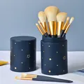 Set de 12 pinceaux de maquillage bleu marine étoilé avec un étui de rangement élégant - Ensemble 12 Pièces avec Boîtier Cylindrique Étoilé / Set de 12 avec Boîtier / Bleu foncé