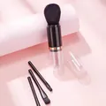 Professional black and gold retractable makeup brush set with foundation and eyeshadow brushes - Retractable 4-in-1 Style / Black