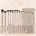 Complete 14-piece champagne gold makeup brush set with portable faux leather storage bag - 15 Pieces Eye Shadow Brushes Set (With Bag) / Upgraded Gilding Gold