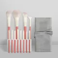 Set professionale di 12 pennelli da trucco rosa con una custodia grigia morbida - Serie Vacanze Con Custodia Grigia