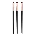Three professional eye makeup brushes for eyeliner and concealer details on white background - 3-Piece Black & Gold Blade Set