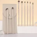 Set de 8 pinceaux à paupières dorés champagne avec pochette de rangement beige assortie - Collection de 8 Avec Trousse