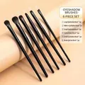 Professional 6-piece eyeshadow brush set with soft fiber bristles for precise eye makeup - 6 Pieces Black