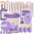 Set completo di 40 strumenti per il trucco color lavanda con pennelli e spugne - Set da 42 pezzi / Viola