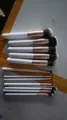 Set de 14 pinceaux de maquillage professionnels avec manches blancs et rose doré - 14 Pièces/Paquet / Or blanc
