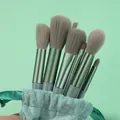 Set di 13 pennelli da trucco professionali verde salvia con setole morbide e custodia in peluche - Ciano