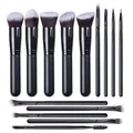 Set di 14 pennelli da trucco professionali con manici neri e setole sintetiche morbide - 14 Pezzi/Confezione / Nero