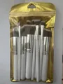 Kit de 14 pinceaux de maquillage professionnels avec manches blancs et étui doré - 14 Pièces/Paquet / Blanc Argenté
