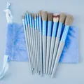 13-piece professional makeup brush set with soft bristles and blue plush pouch - With Flannel Bag / 13 Pieces / Coral Blue