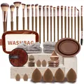 Set di 40 strumenti trucco marroni con pennelli, spugne e borsa - Set da 42 pezzi / Caffè