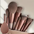13-piece professional mauve makeup brush set with soft bristles and beauty sponge - With Makeup Egg & Pouch / 13 Pieces / Brown