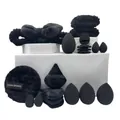 Set completo di 40 strumenti per il trucco neri con spugnette e piumini morbidi - Set da 20 Pezzi / Nero