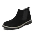 Classic black suede Chelsea boots for men featuring elastic side panels and a pull tab - 36 / Black