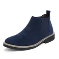 Classic men's navy blue suede Chelsea boots with elastic side panels and durable rubber sole - 36 / Blue