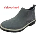Men's grey suede fleece-lined Chelsea boots with elastic side panels and thick sole - 36 / Grey Fleece-lined