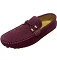 Mocassini da uomo in pelle scamosciata traforata traspirante con cinturino in metallo e slip-on - 38 / Rosso